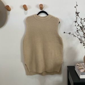 Hm rib knit sweater vest beige